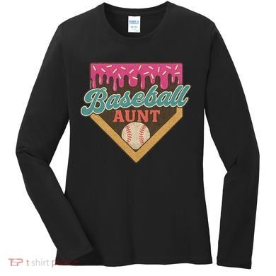 Baseball Aunt Ice Cream Drip Women's Long Sleeve Shirt