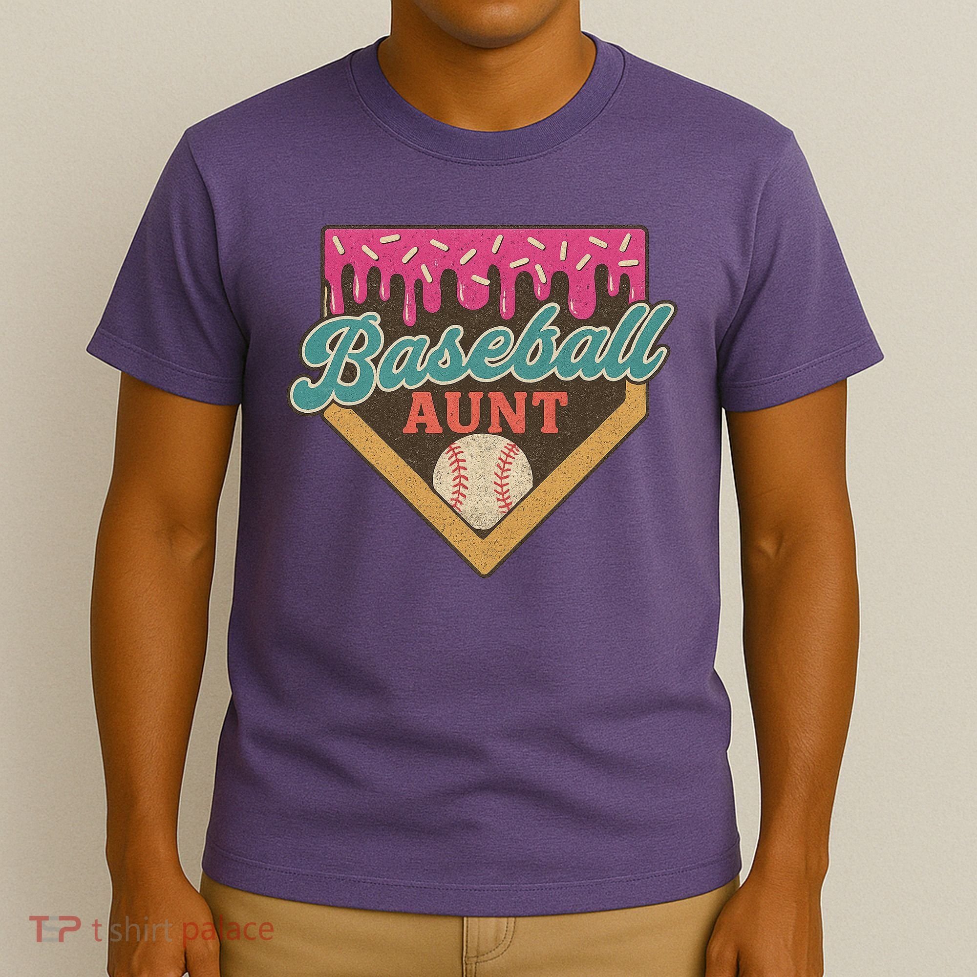 Baseball Aunt Ice Cream Drip T-Shirt
