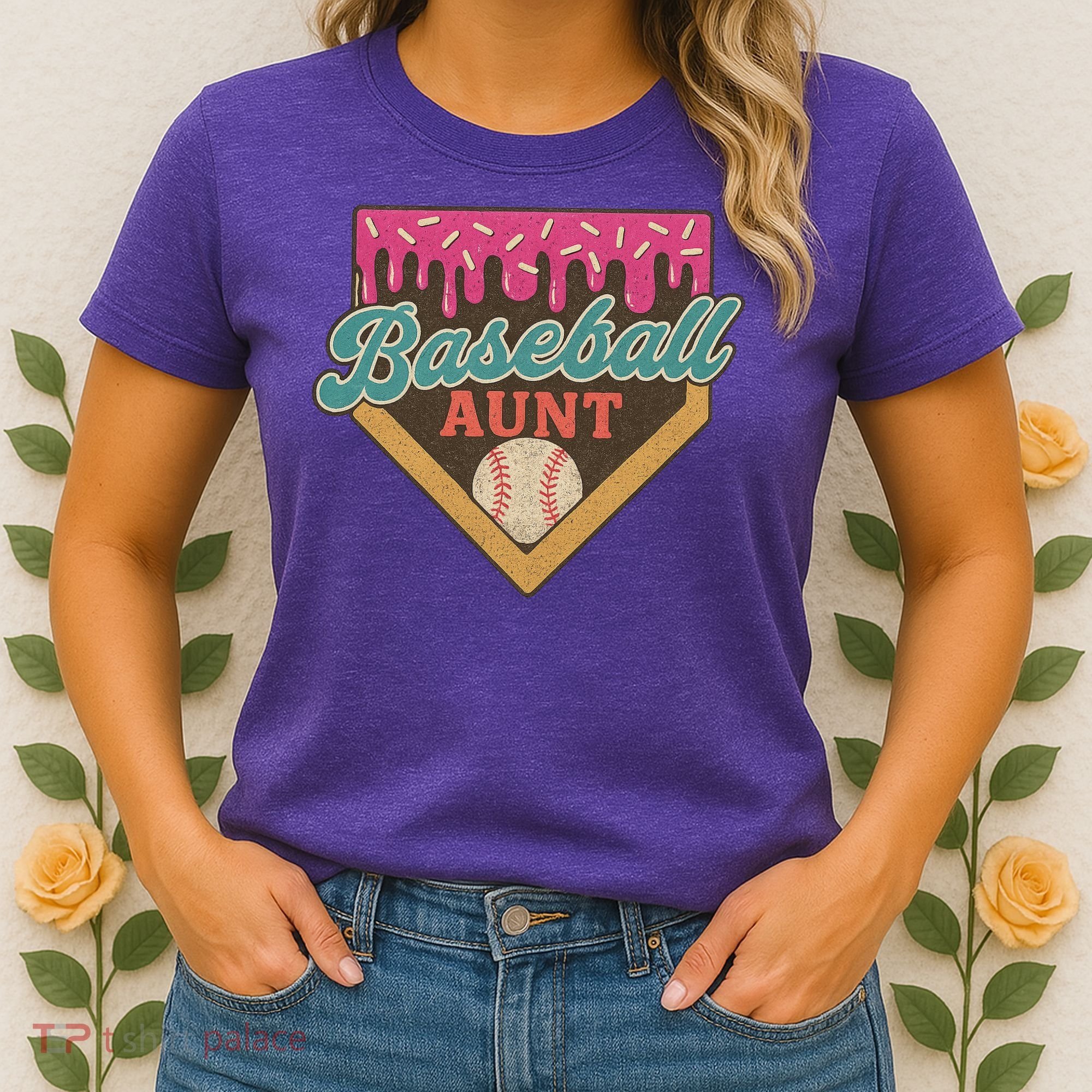 Baseball Aunt Ice Cream Drip Women's T-Shirt