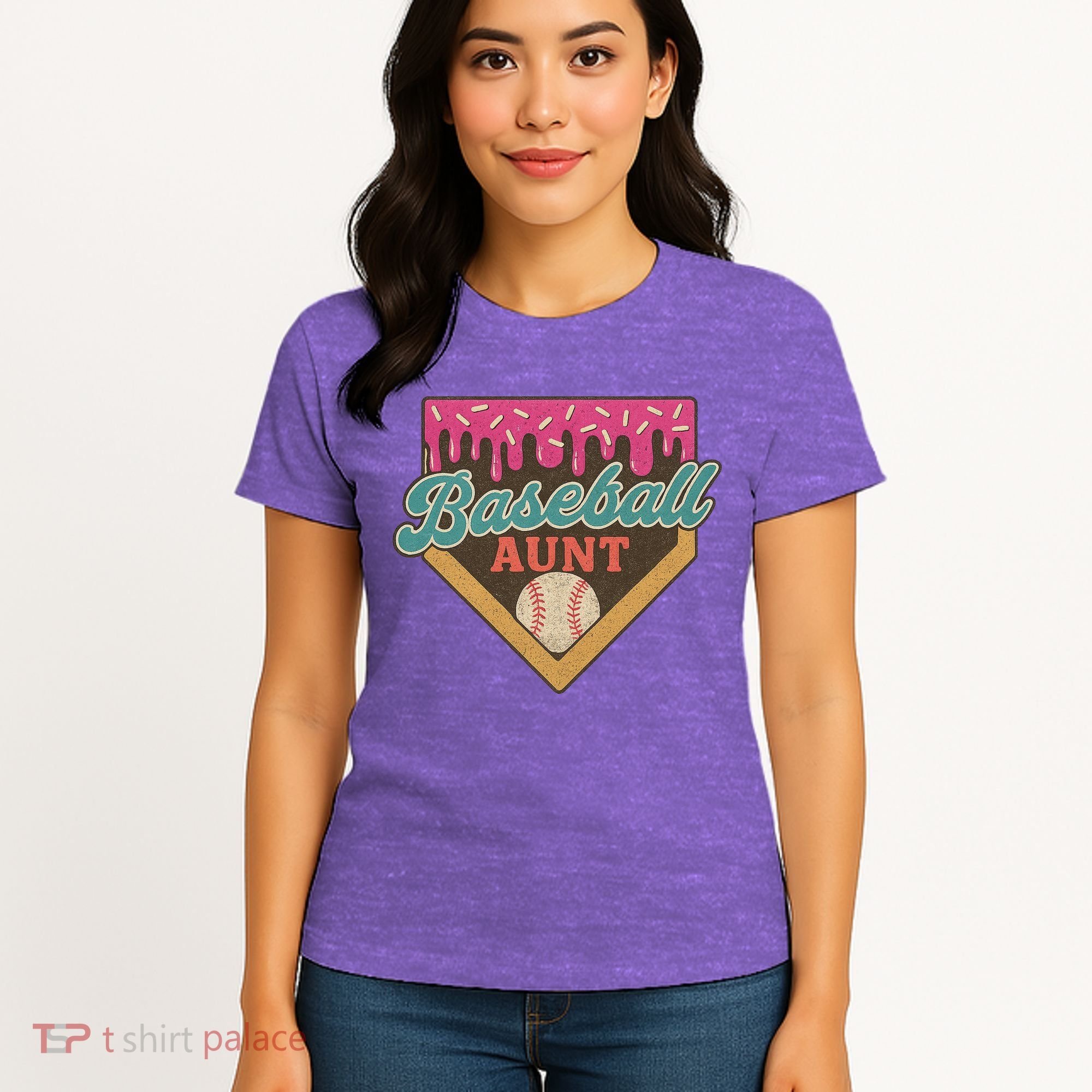 Baseball Aunt Ice Cream Drip Women's T-Shirt