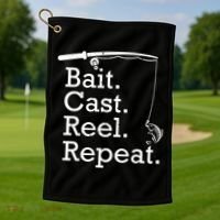 Bait Cast Reek Repeat Golf Towel thumb 1