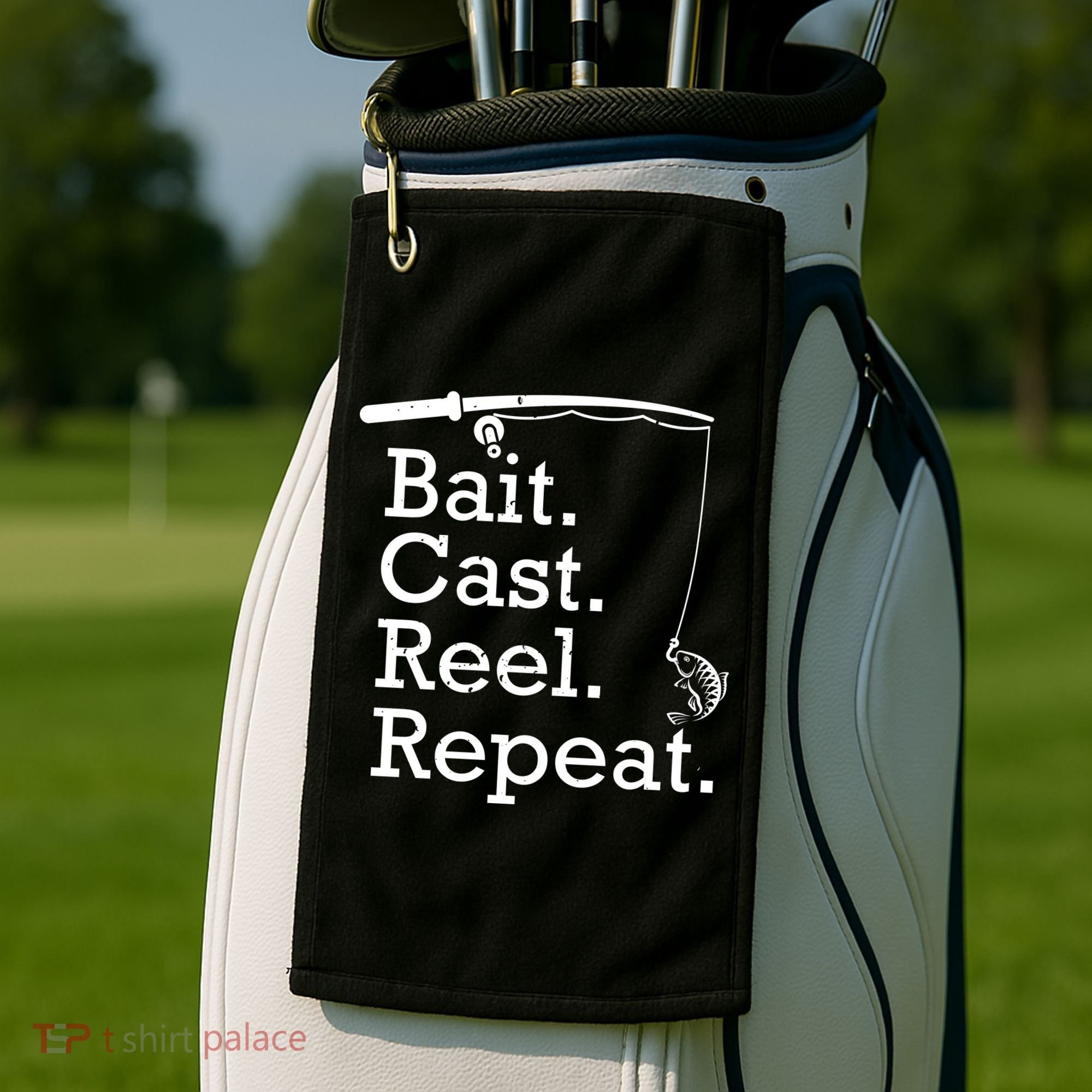 Bait Cast Reek Repeat Golf Towel
