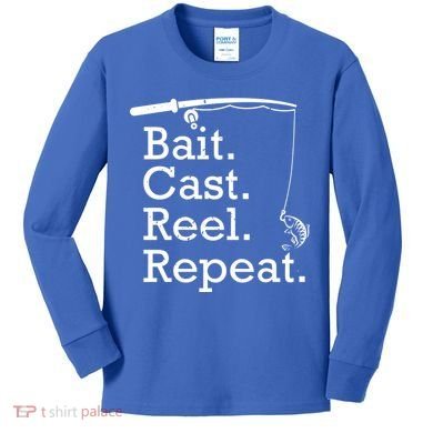 Bait Cast Reek Repeat Kids Long Sleeve Shirt