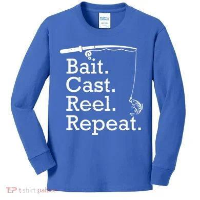 Bait Cast Reek Repeat Kids Long Sleeve Shirt