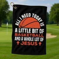 Basketball And Jesus Religious Christian Golf Towel thumb 1