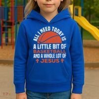 Basketball And Jesus Religious Christian Kids Hoodie thumb 3