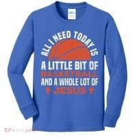 Basketball And Jesus Religious Christian Kids Long Sleeve Shirt thumb 0