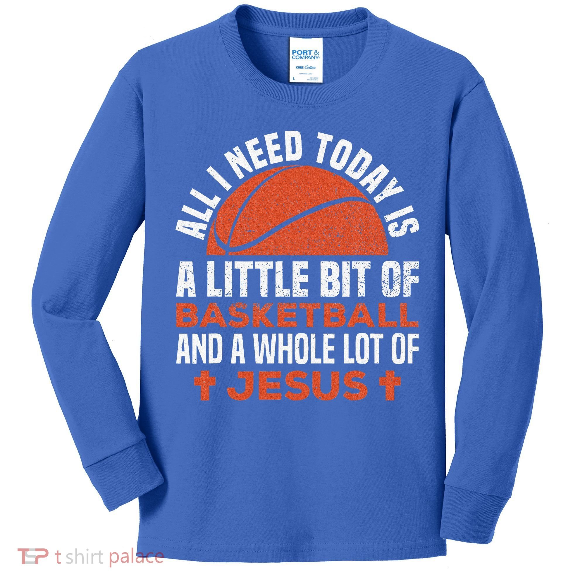 Basketball And Jesus Religious Christian Kids Long Sleeve Shirt