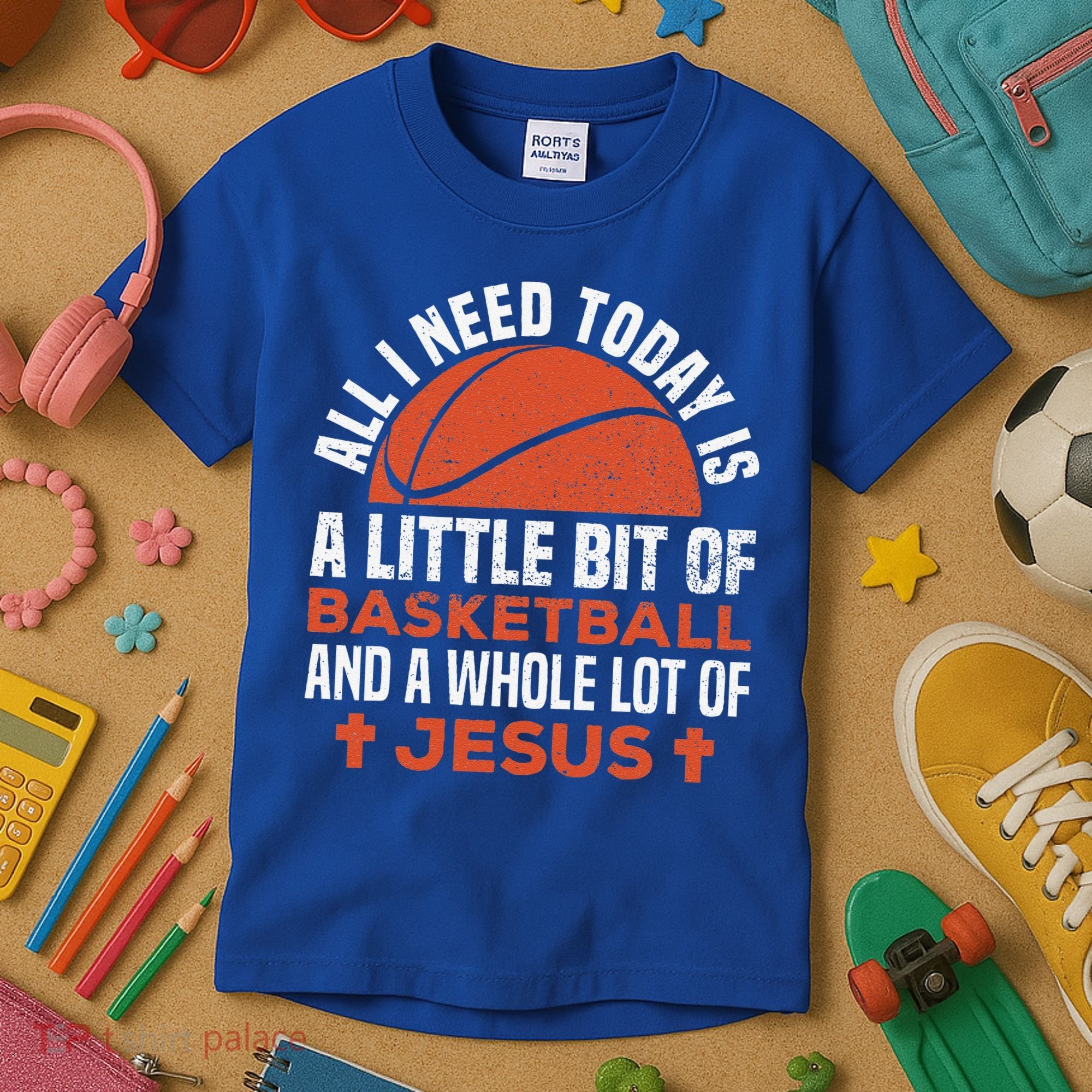 Basketball And Jesus Religious Christian Kids T-Shirt