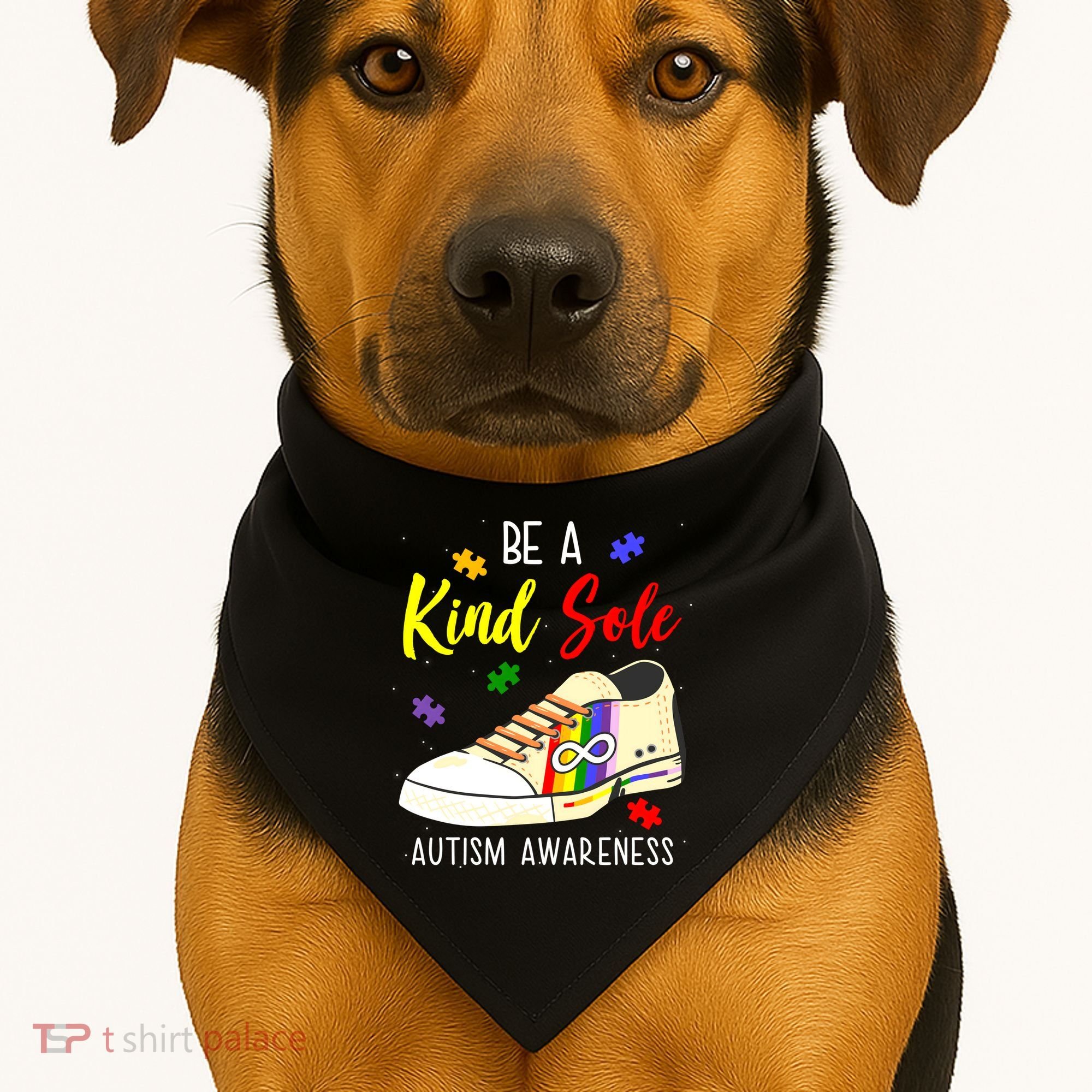 Be A Kind Sole Autism Awareness Puzzle Shoe USA-Made Doggie Bandana