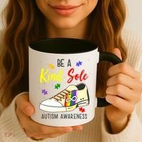Be A Kind Sole Autism Awareness Puzzle Shoe Coffee Mug thumb 3