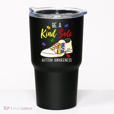 Be A Kind Sole Autism Awareness Puzzle Shoe Tumbler