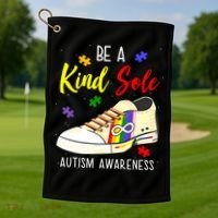 Be A Kind Sole Autism Awareness Puzzle Shoe Golf Towel thumb 1