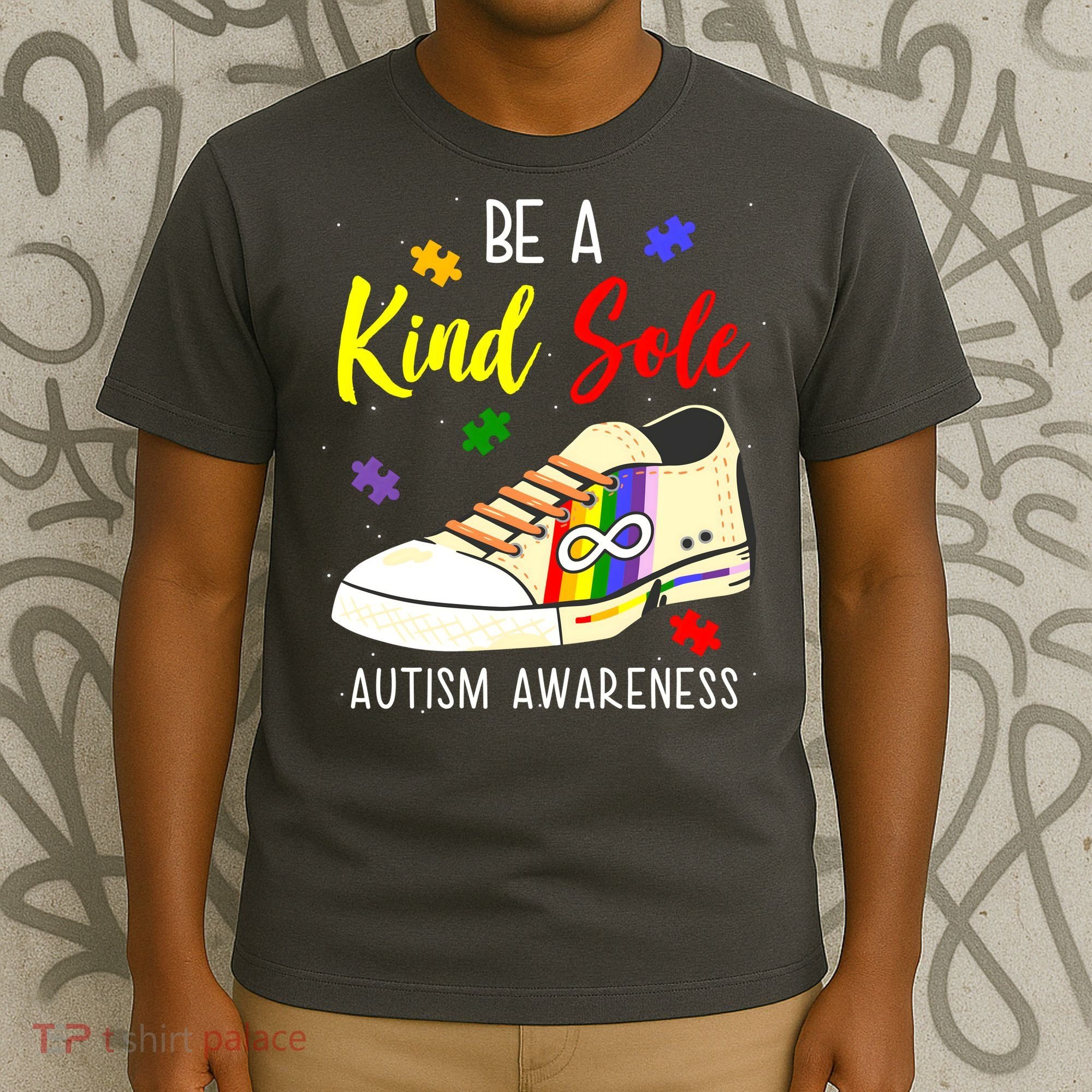 Be A Kind Sole Autism Awareness Puzzle Shoe T-Shirt