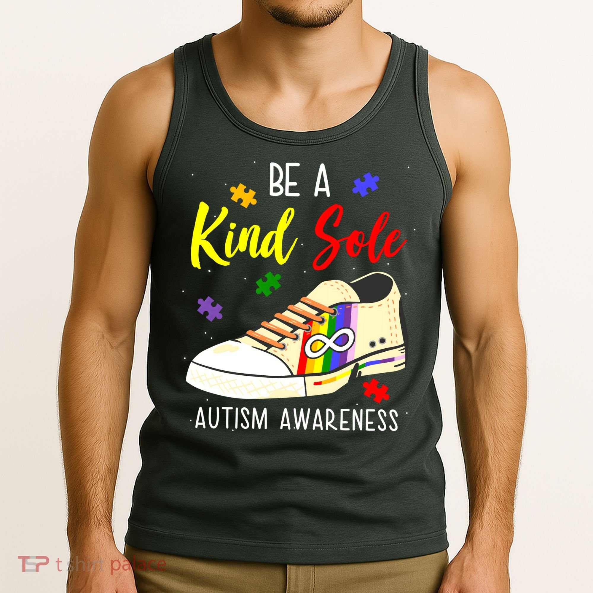 Be A Kind Sole Autism Awareness Puzzle Shoe Tank Top