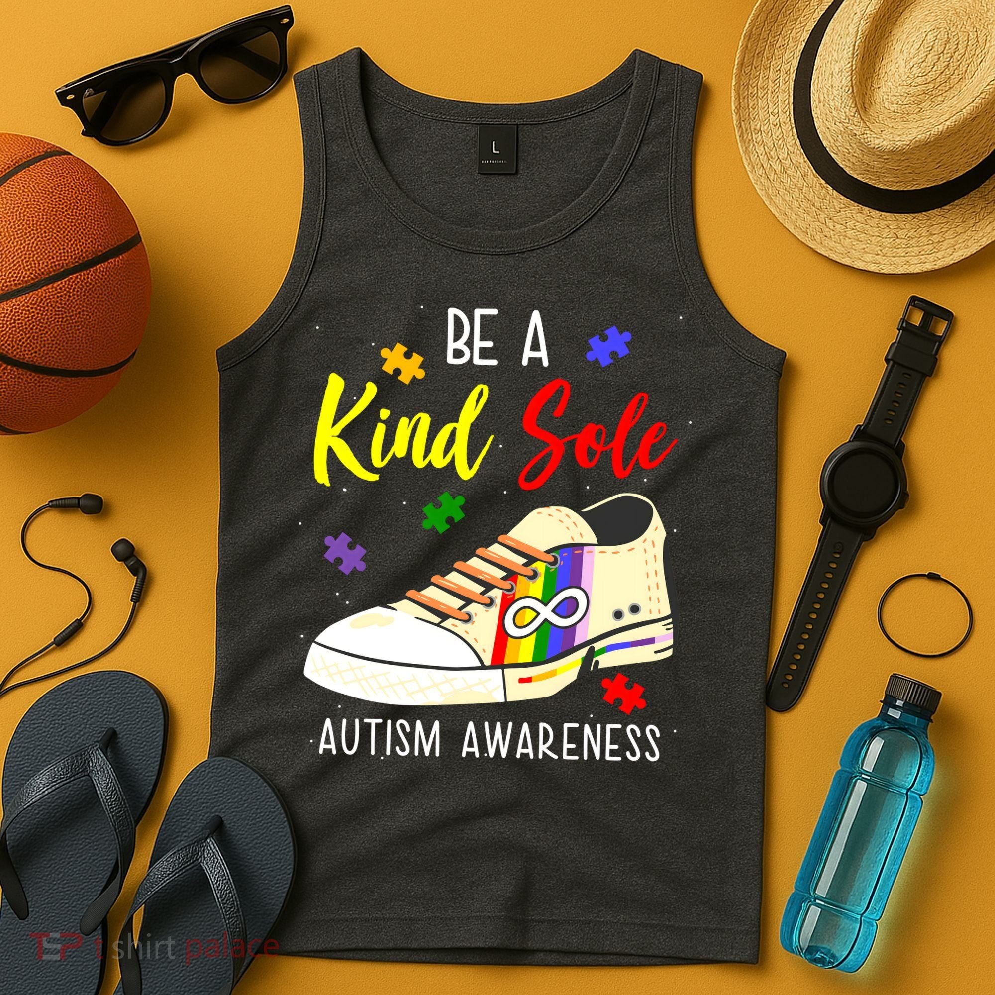Be A Kind Sole Autism Awareness Puzzle Shoe Tank Top