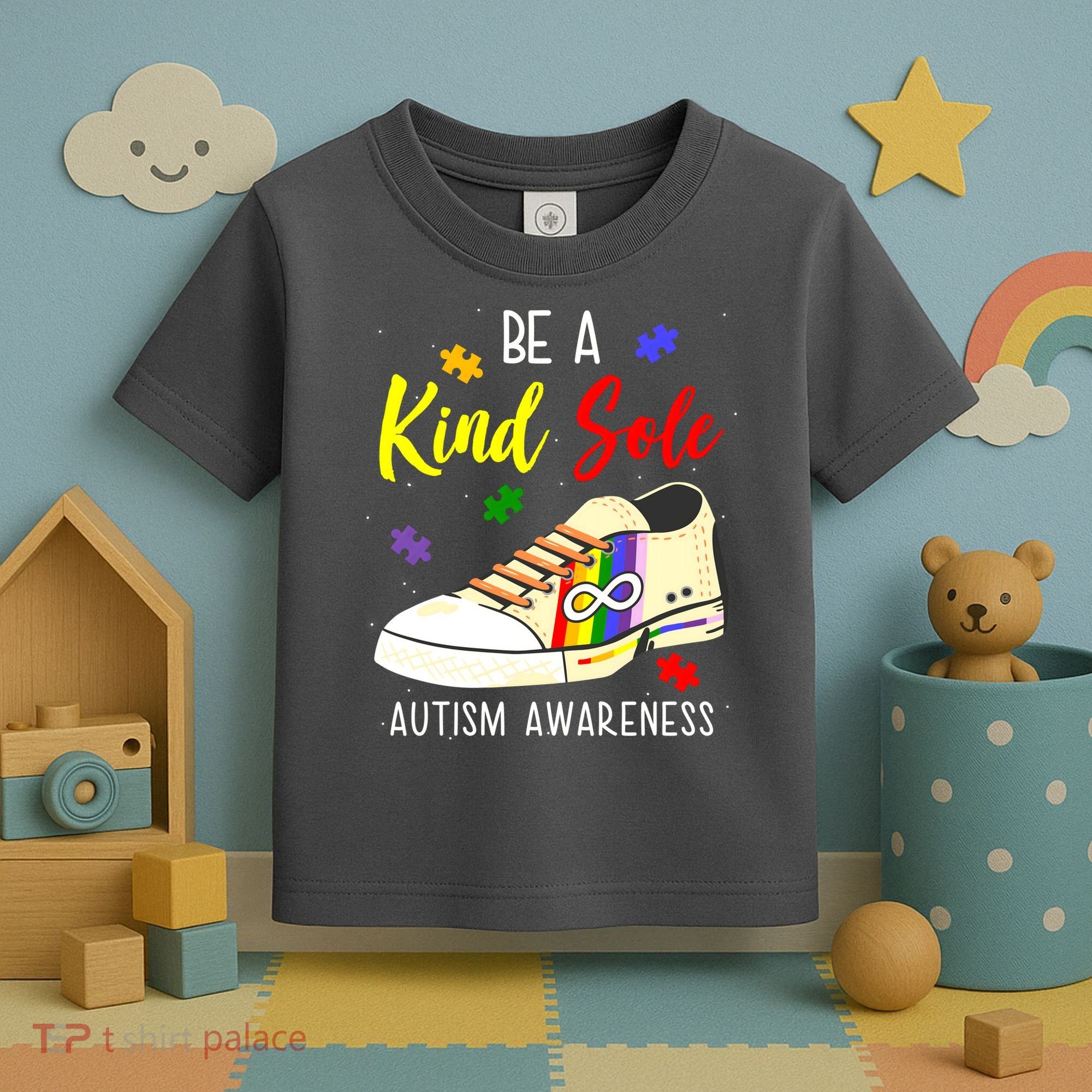 Be A Kind Sole Autism Awareness Puzzle Shoe Toddler T-Shirt