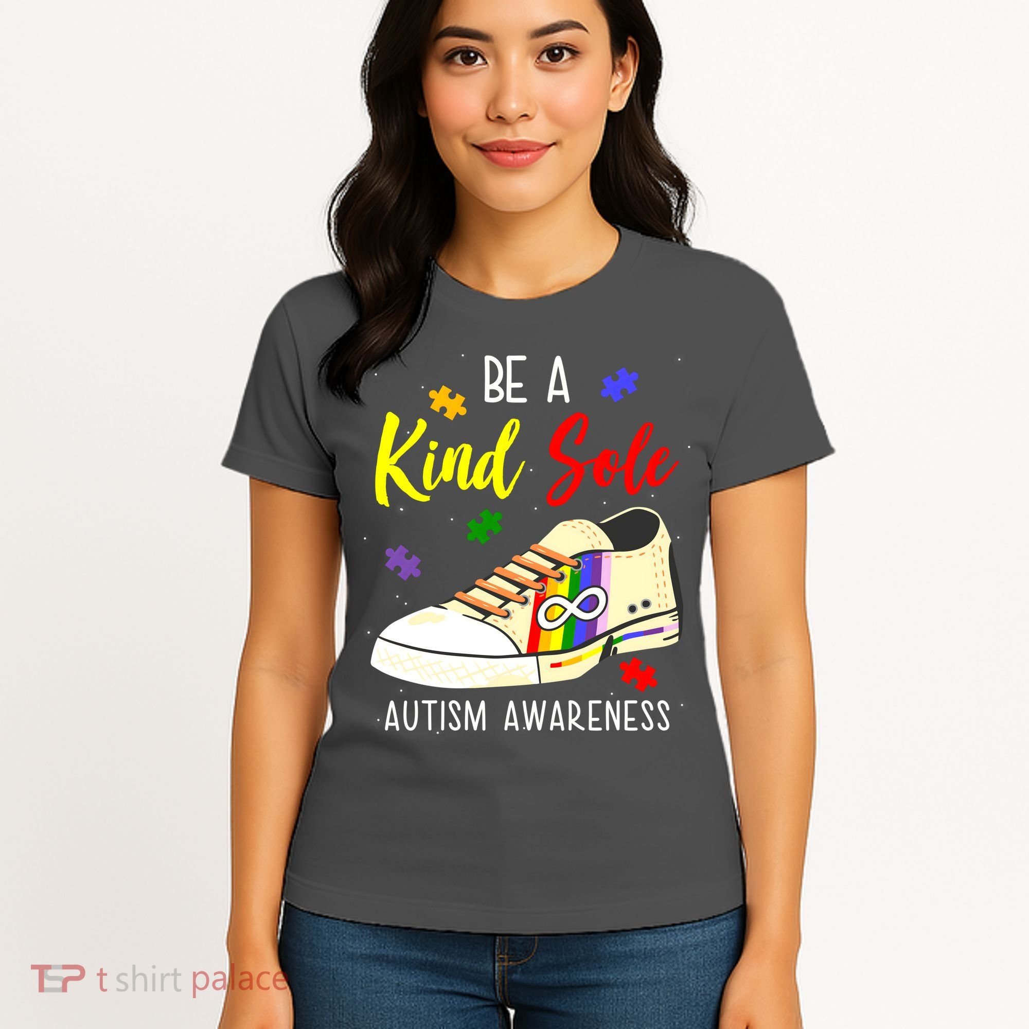 Be A Kind Sole Autism Awareness Puzzle Shoe Women's T-Shirt