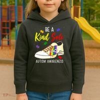 Be A Kind Sole Autism Awareness Puzzle Shoe Kids Hoodie thumb 3