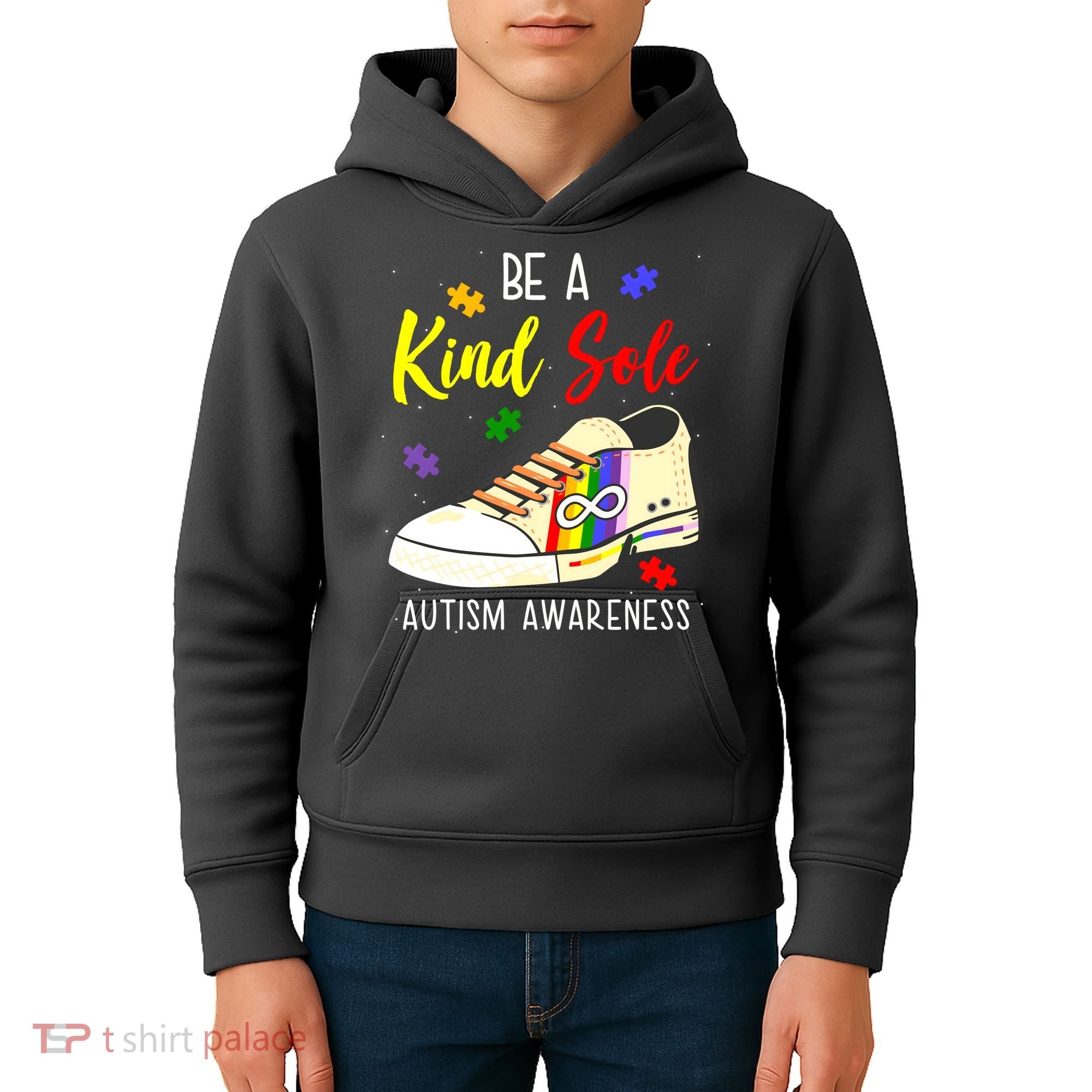 Be A Kind Sole Autism Awareness Puzzle Shoe Kids Hoodie
