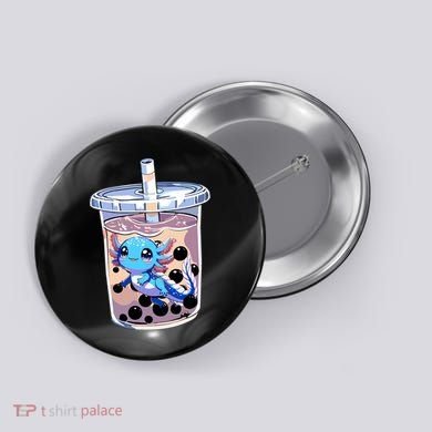 Boba Axolotl Kawaii Axolotl Bubble Tea Boba Button