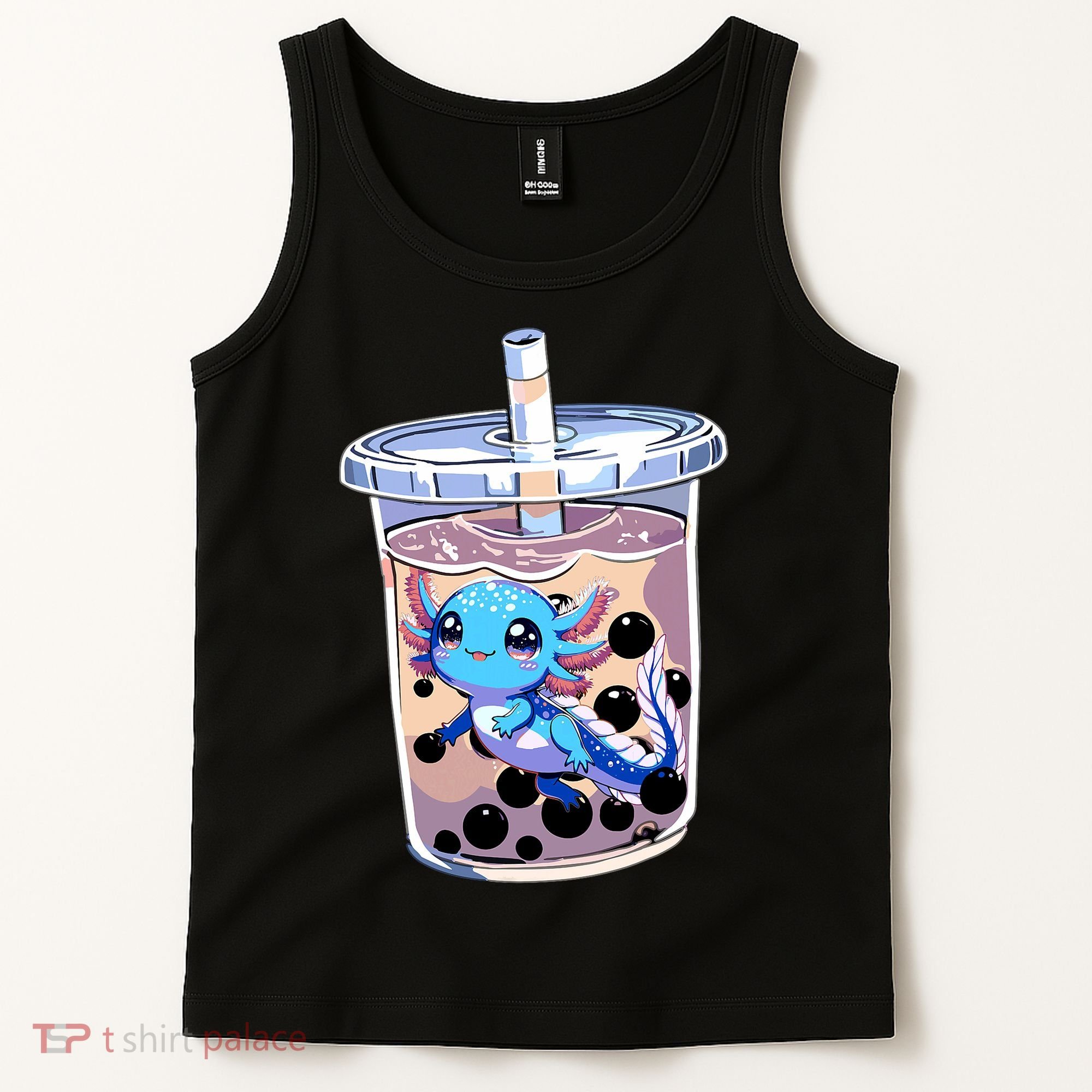 Boba Axolotl Kawaii Axolotl Bubble Tea Boba Tank Top
