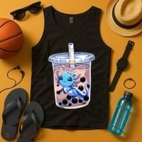 Boba Axolotl Kawaii Axolotl Bubble Tea Boba Tank Top thumb 4