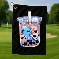 Boba Axolotl Kawaii Axolotl Bubble Tea Boba Golf Towel thumb 1