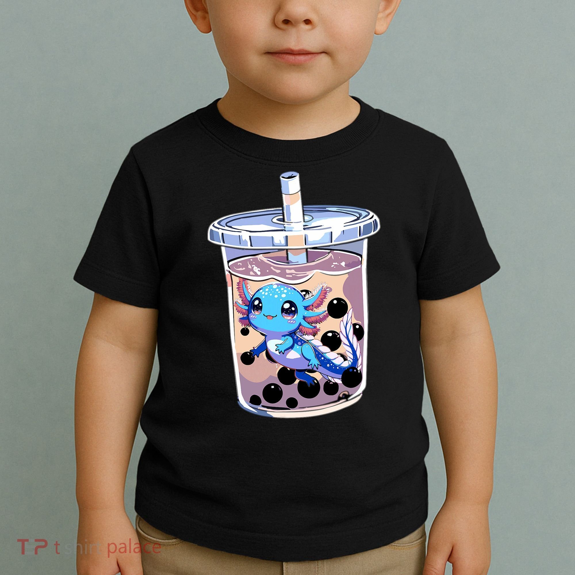 Boba Axolotl Kawaii Axolotl Bubble Tea Boba Toddler T-Shirt