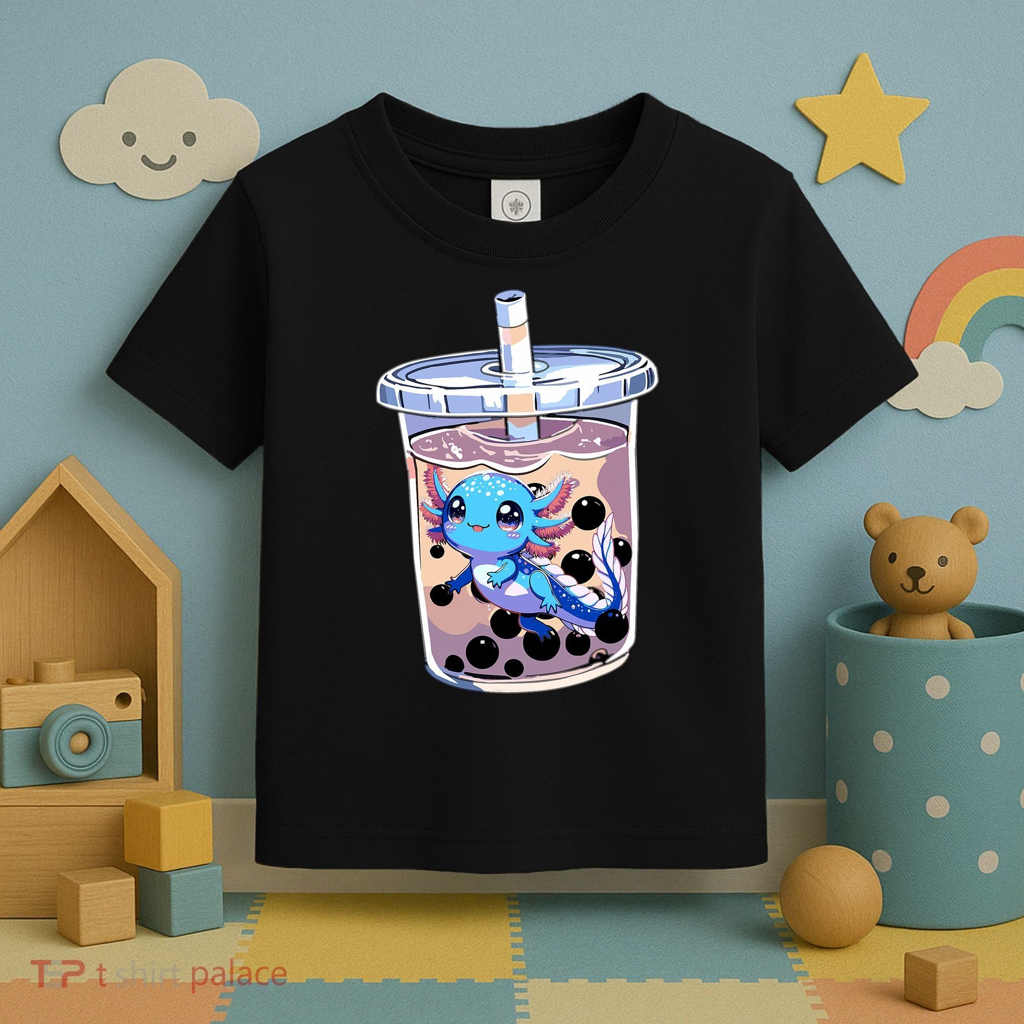 Boba Axolotl Kawaii Axolotl Bubble Tea Boba Toddler T-Shirt
