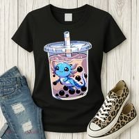 Boba Axolotl Kawaii Axolotl Bubble Tea Boba Women's T-Shirt thumb 3