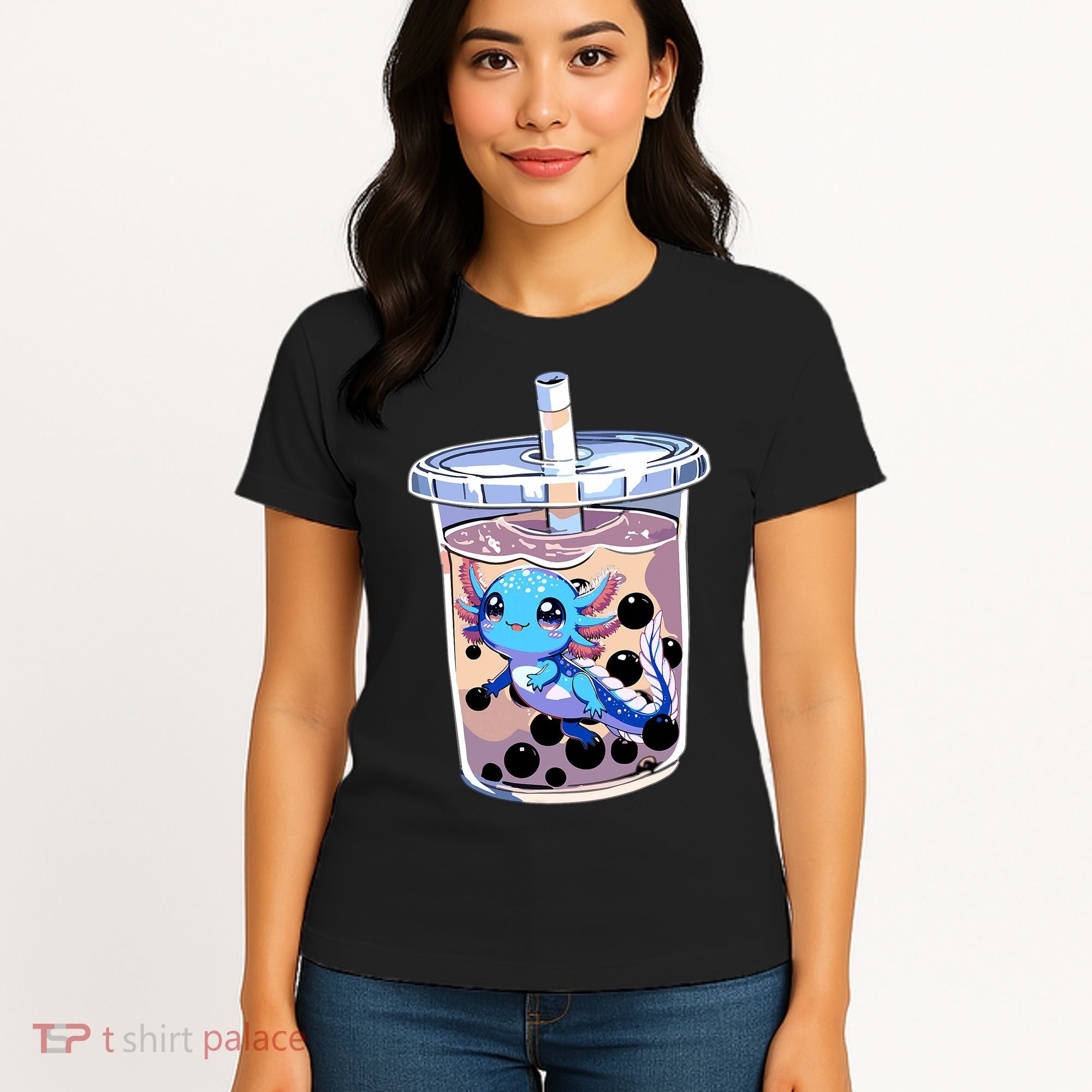 Boba Axolotl Kawaii Axolotl Bubble Tea Boba Women's T-Shirt