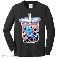 Boba Axolotl Kawaii Axolotl Bubble Tea Boba Kids Long Sleeve Shirt thumb 0
