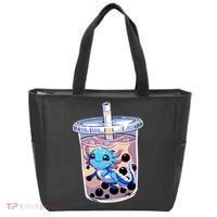 Boba Axolotl Kawaii Axolotl Bubble Tea Boba Tote Bag thumb 0