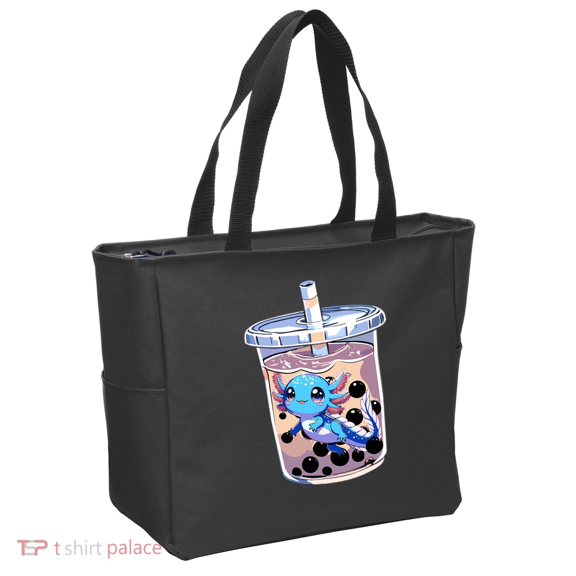 Boba Axolotl Kawaii Axolotl Bubble Tea Boba Tote Bag