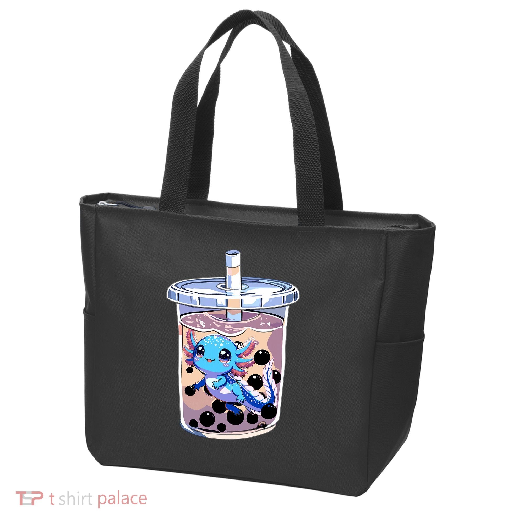 Boba Axolotl Kawaii Axolotl Bubble Tea Boba Tote Bag