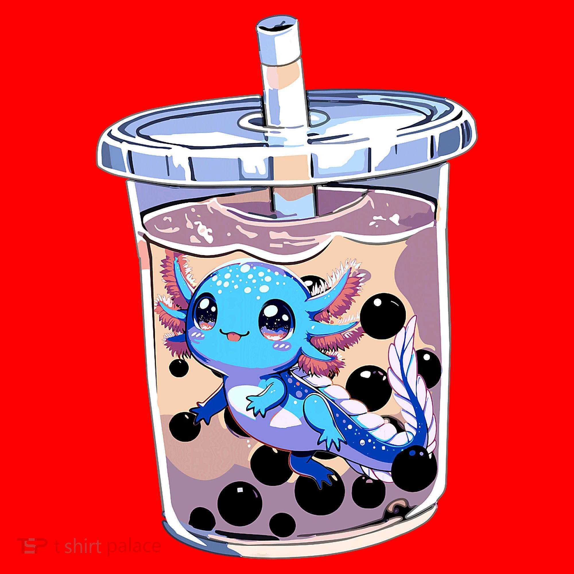 Boba Axolotl Kawaii Axolotl Bubble Tea Boba Santa Hat
