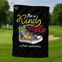 Be A Kind Sole Autism Awareness Puzzle Shoes Be Kind Cool Gift Golf Towel thumb 1