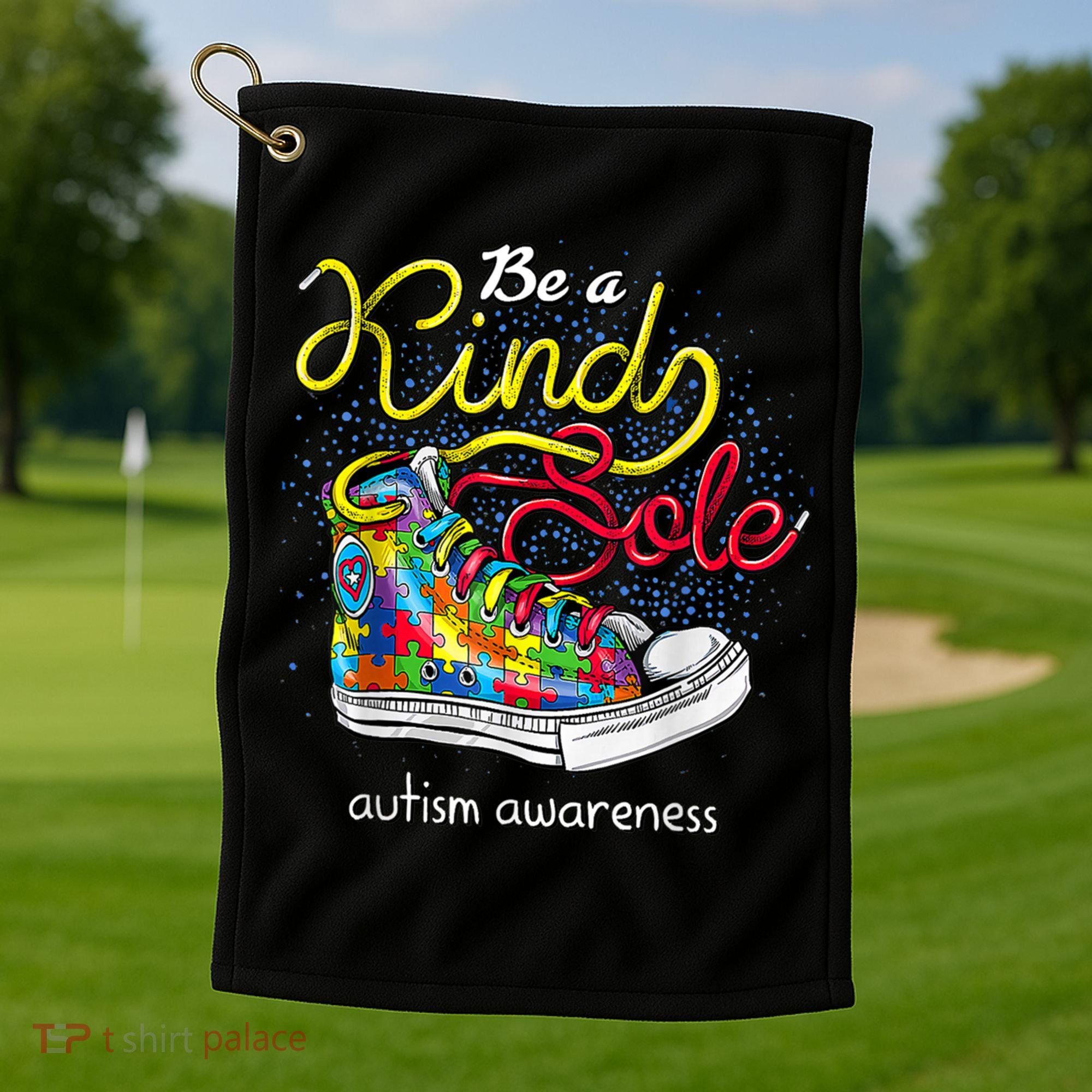 Be A Kind Sole Autism Awareness Puzzle Shoes Be Kind Cool Gift Golf Towel