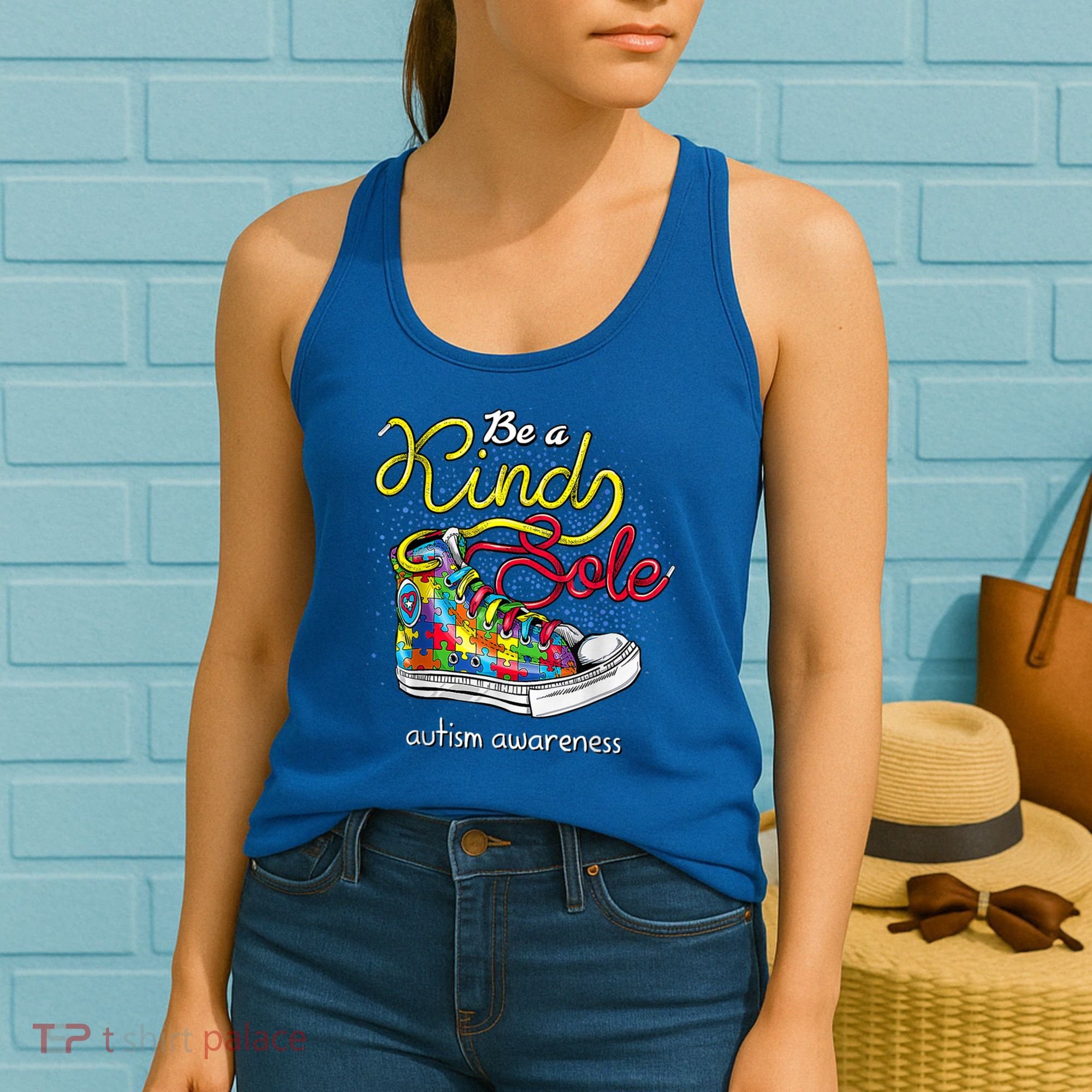 Be A Kind Sole Autism Awareness Puzzle Shoes Be Kind Cool Gift Women's Tank Top