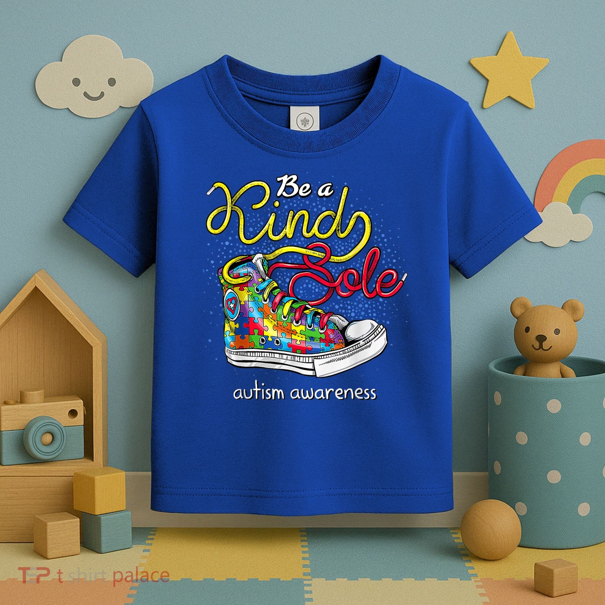 Be A Kind Sole Autism Awareness Puzzle Shoes Be Kind Cool Gift Toddler T-Shirt
