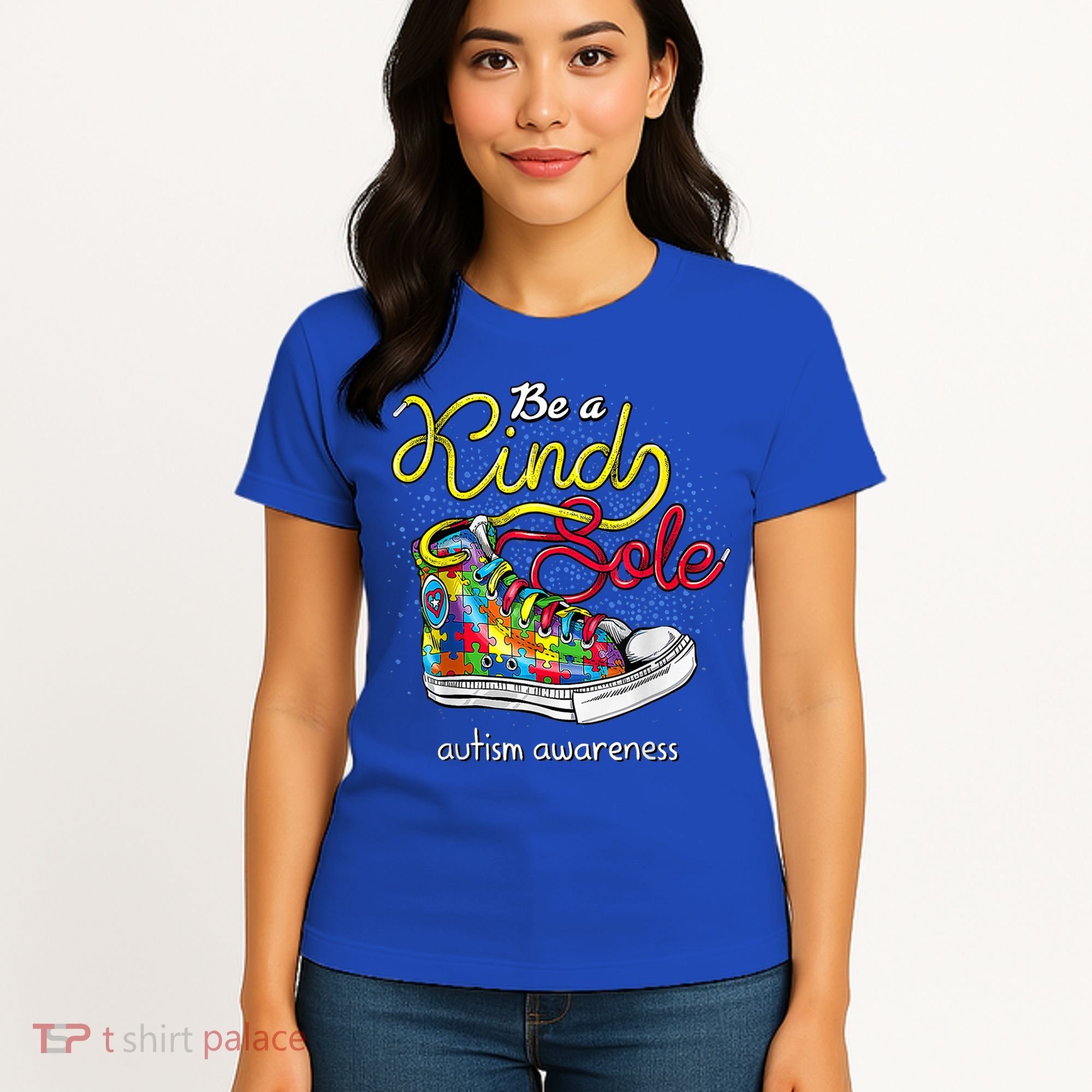 Be A Kind Sole Autism Awareness Puzzle Shoes Be Kind Cool Gift Women's T-Shirt