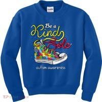 Be A Kind Sole Autism Awareness Puzzle Shoes Be Kind Cool Gift Kids Sweatshirt thumb 0