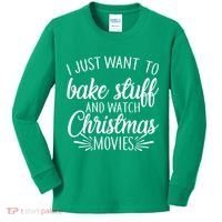 Bake Stuff And Watch Christmas Movies Kids Long Sleeve Shirt thumb 0