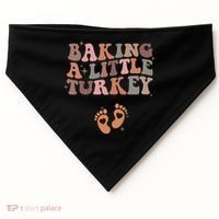 Baking A Little Turkey Pregnancy Announcement Baby Reveal  USA-Made Doggie Bandana thumb 0