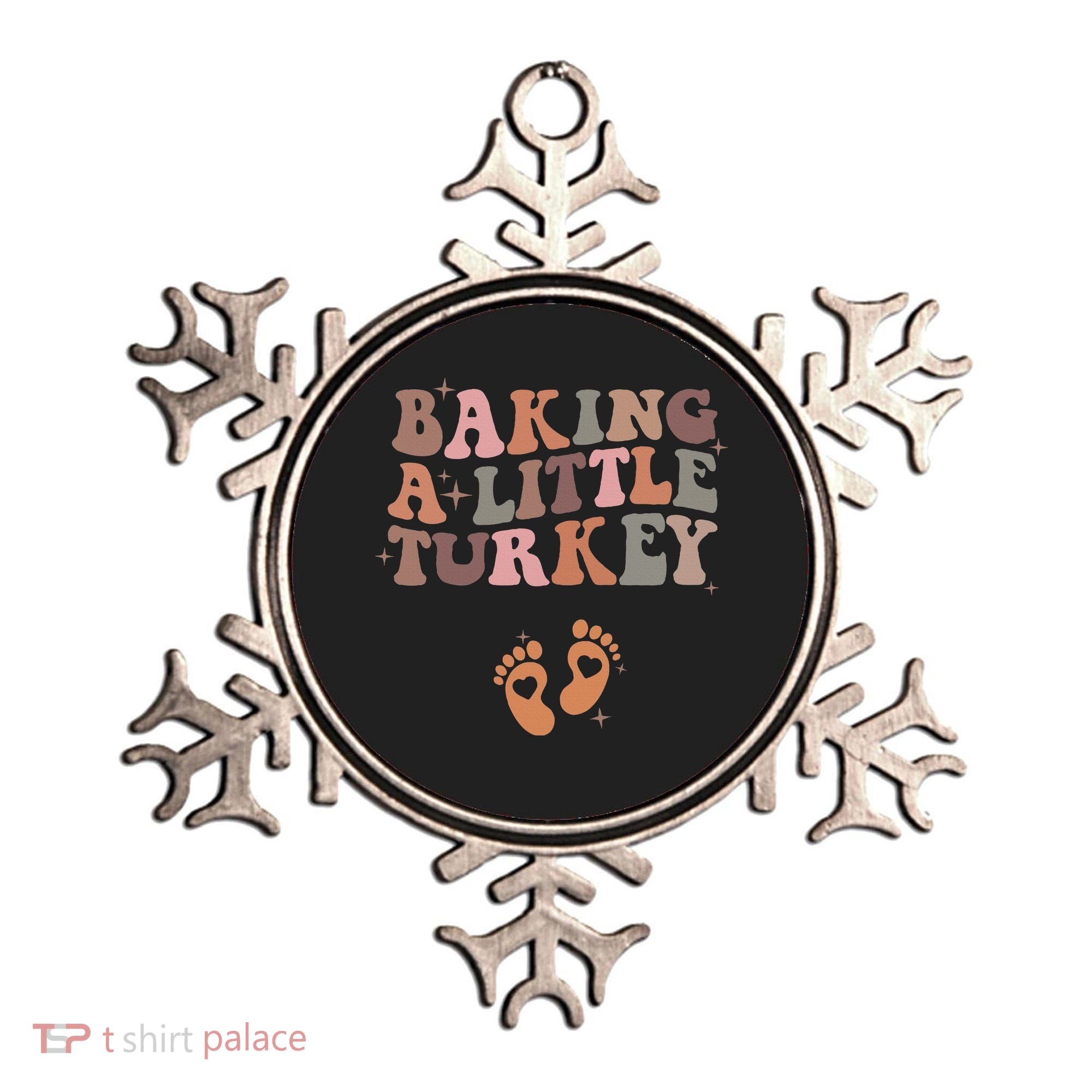 Baking A Little Turkey Pregnancy Announcement Baby Reveal  Ornament