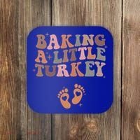 Baking A Little Turkey Pregnancy Announcement Baby Reveal  Coaster thumb 0