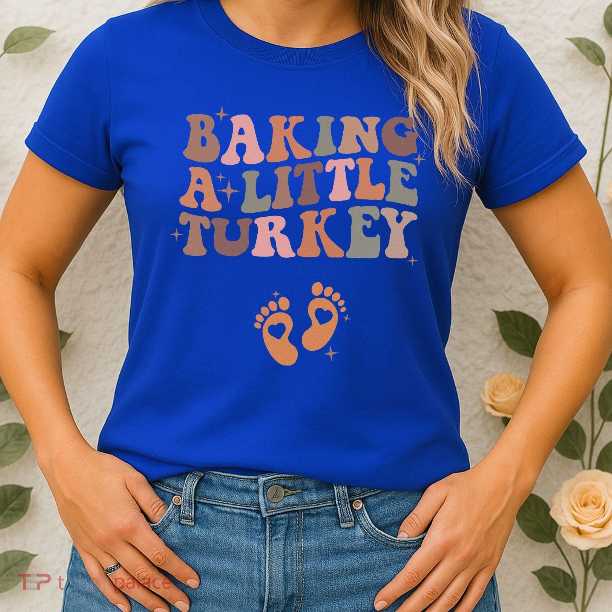 Baking A Little Turkey Pregnancy Announcement Baby Reveal  Women's T-Shirt
