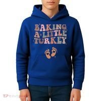 Baking A Little Turkey Pregnancy Announcement Baby Reveal  Kids Hoodie thumb 4