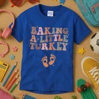 Baking A Little Turkey Pregnancy Announcement Baby Reveal  Kids T-Shirt thumb 3